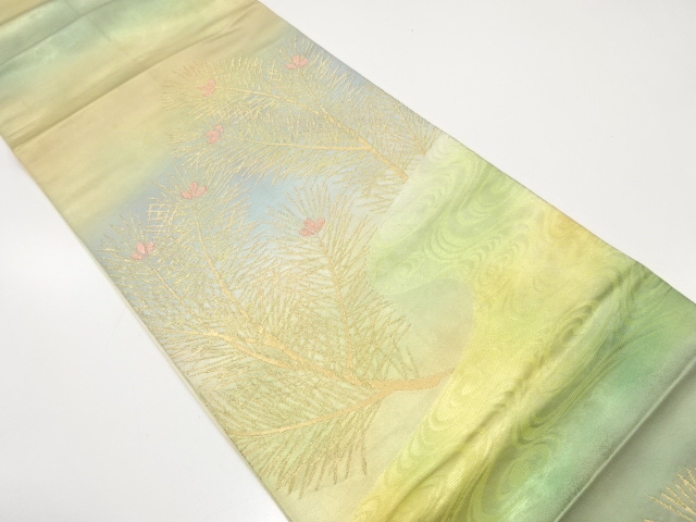 アンティーク　観世水に若松模様織出し袋帯